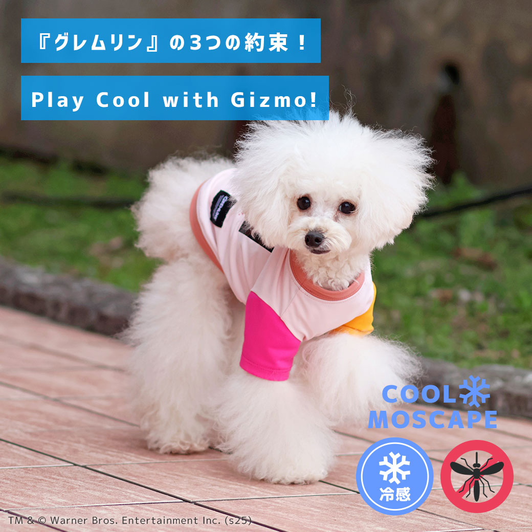快適 犬 服 iDog COOL+MOSCAPE GREMLINSギズモの3つの約束Tシャツ アイドッグ 蚊対策 虫除け 避暑 犬の服 犬服