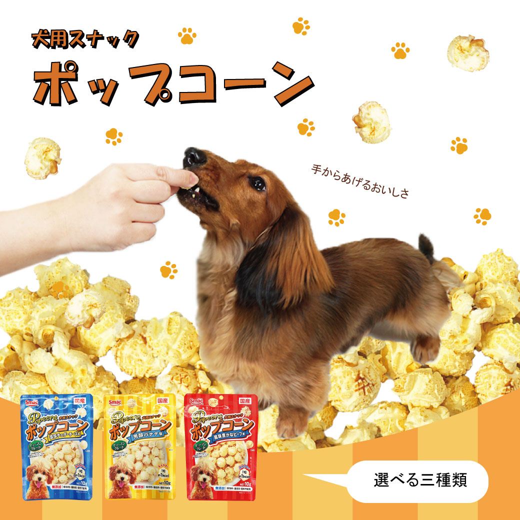 犬 おやつ スマック/ポップコーン風味豊かなビーフ味 10g 無添加 国産 ボーロ クッキー